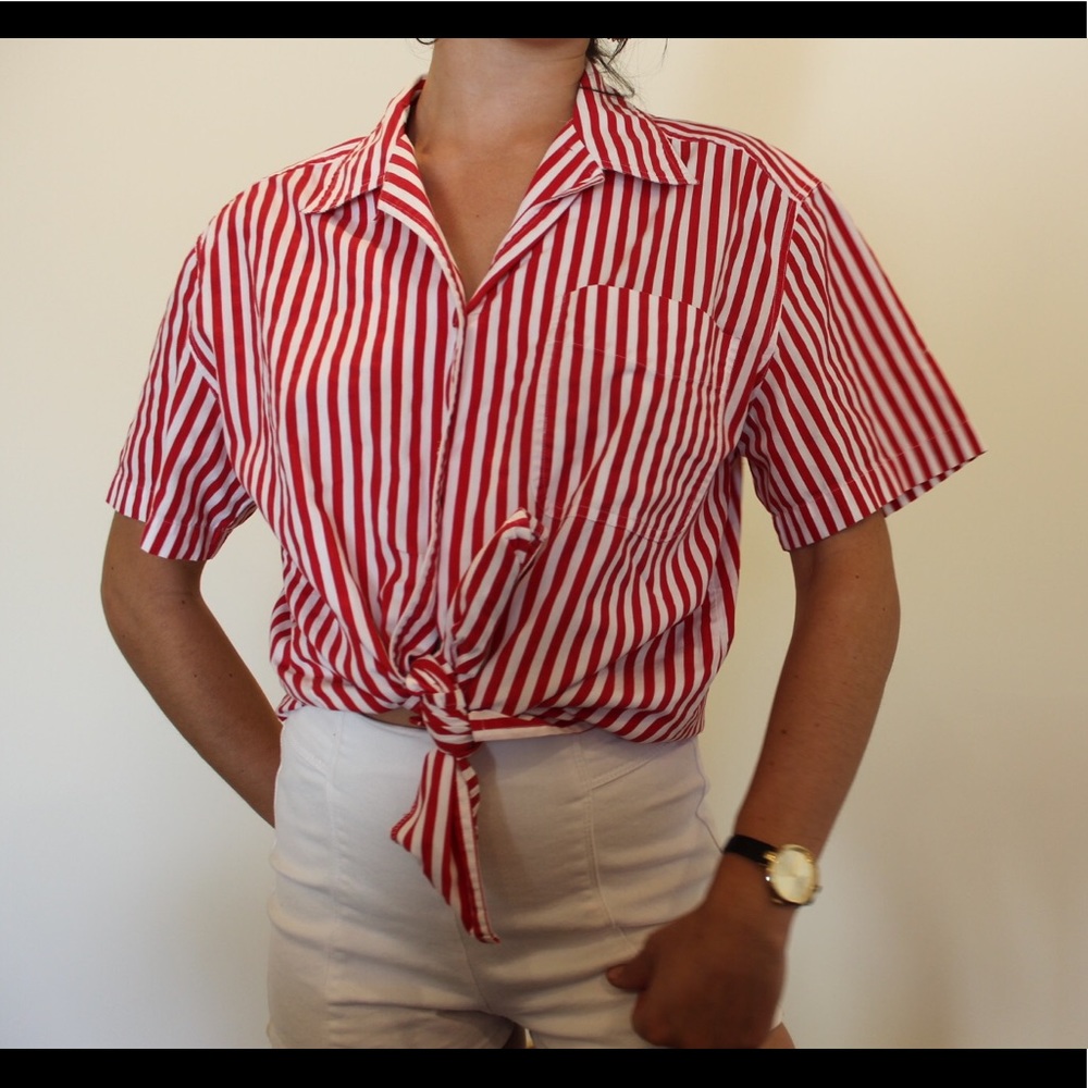 RED&WHITE Button up!!